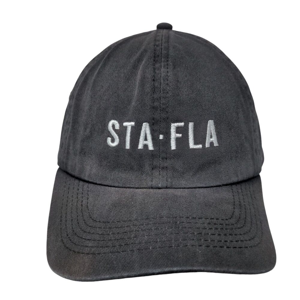 STA FLA Slideback Hat Black One Size Solid Embroidered Big Accessories